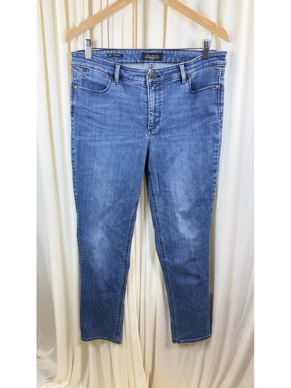 Talbots Flawless Five-Pocket Straight Leg Jeans Women’s Size 12 Petite Faded